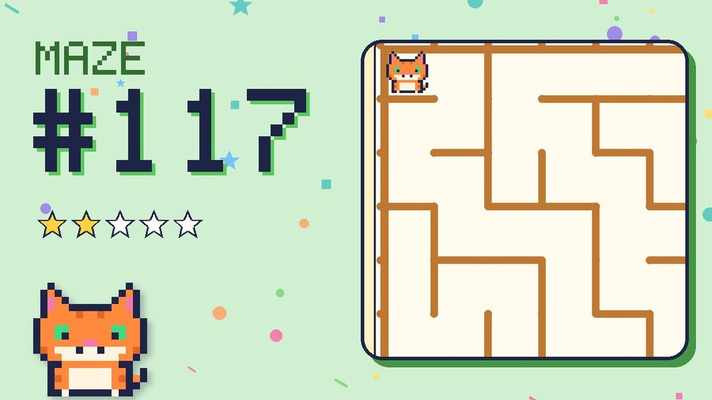 Maze 117 card: a corner of the desert ruins maze with Pixel