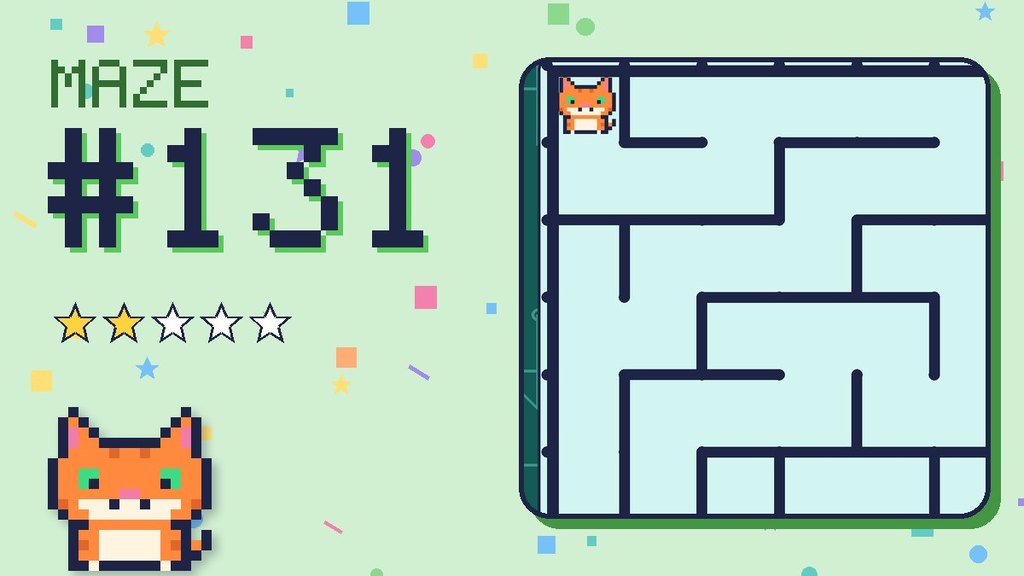 Maze 131 card: a corner of the circuit board maze with Pixel