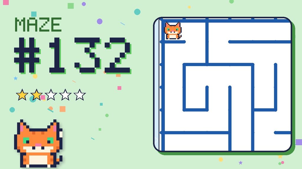 Maze 132 card: a corner of the ocean cave maze with Pixel