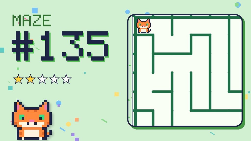 Maze 135 card: a corner of the pixel jungle maze with Pixel