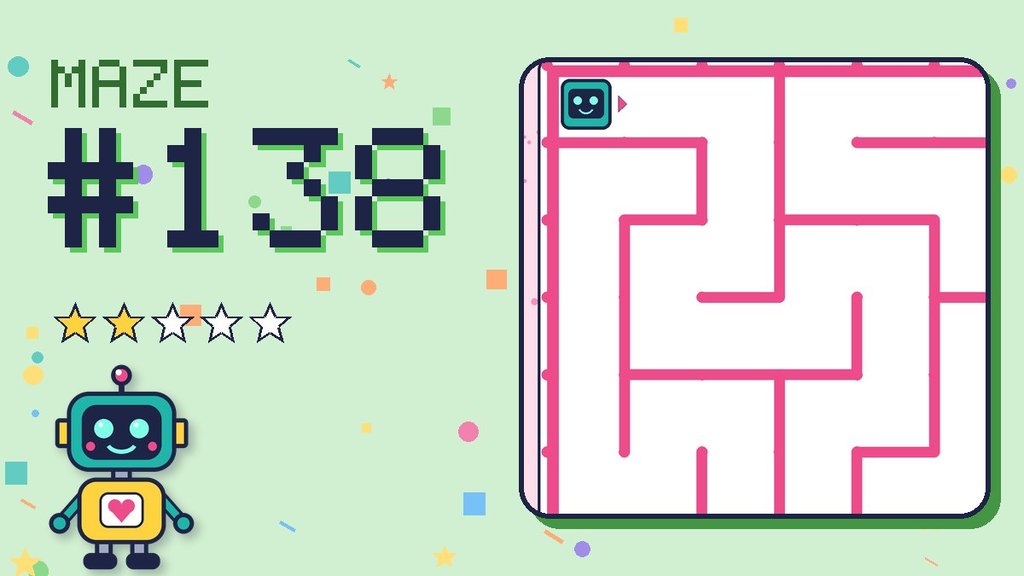 Maze 138 card: a corner of the candy castle maze with Beep