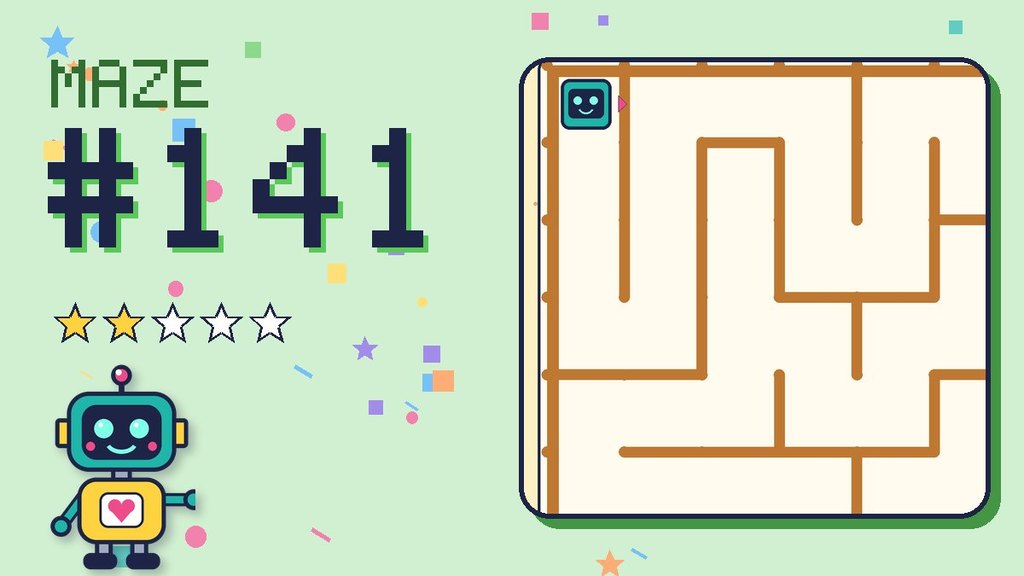 Maze 141 card: a corner of the desert ruins maze with Beep