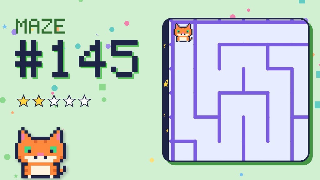 Maze 145 card: a corner of the space station maze with Pixel