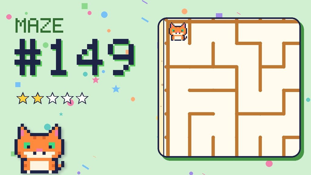 Maze 149 card: a corner of the desert ruins maze with Pixel
