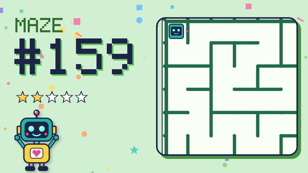 Maze 159 card: a corner of the pixel jungle maze with Beep