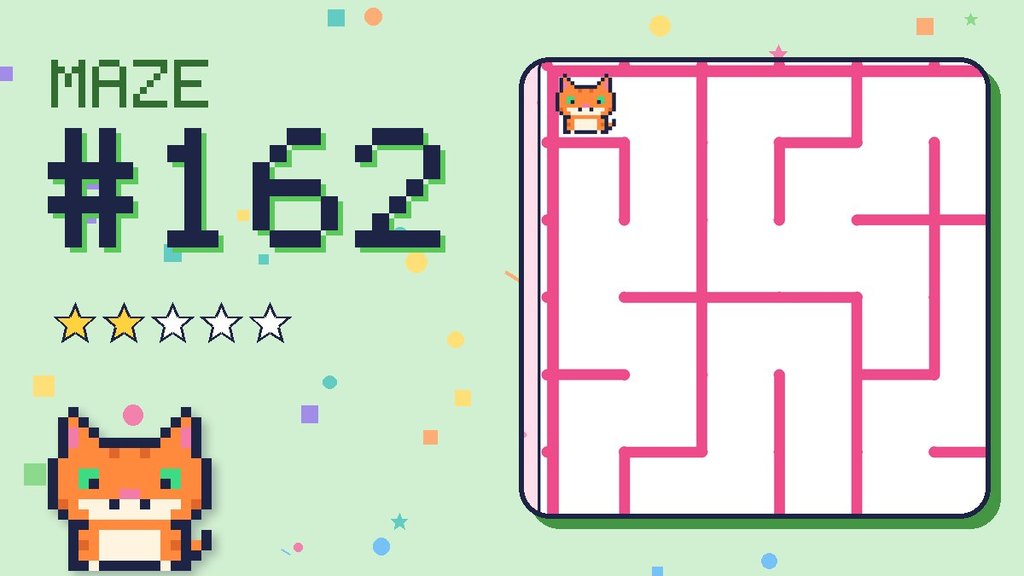 Maze 162 card: a corner of the candy castle maze with Pixel