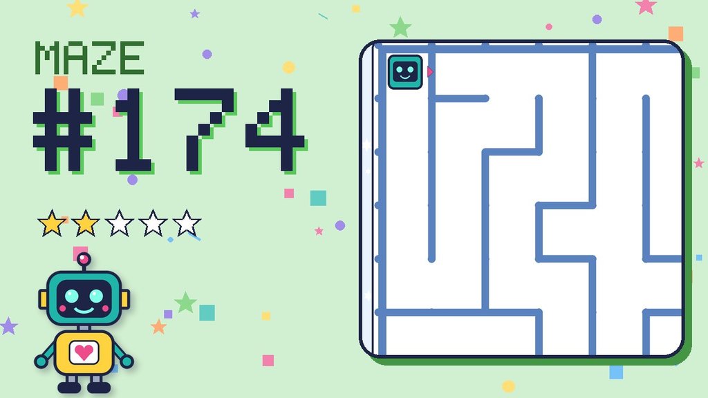 Maze 174 card: a corner of the snowy mountain maze with Beep