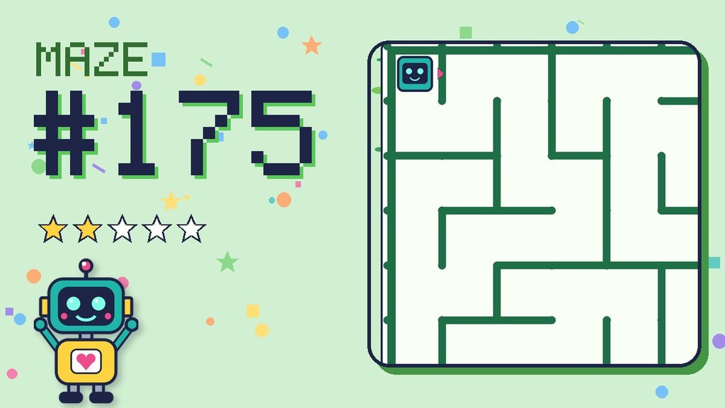Maze 175 card: a corner of the pixel jungle maze with Beep
