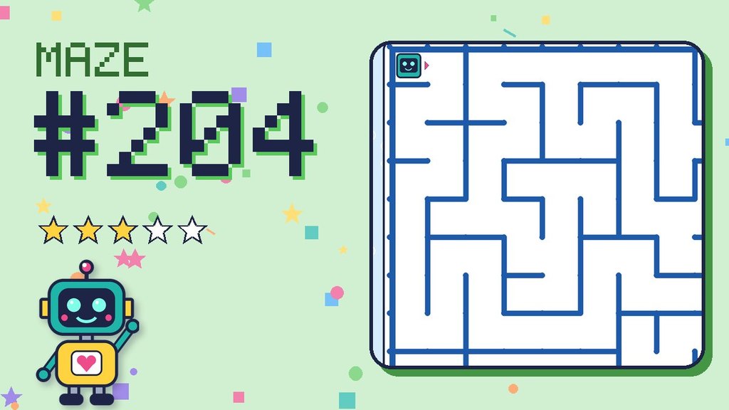 Maze 204 card: a corner of the ocean cave maze with Beep