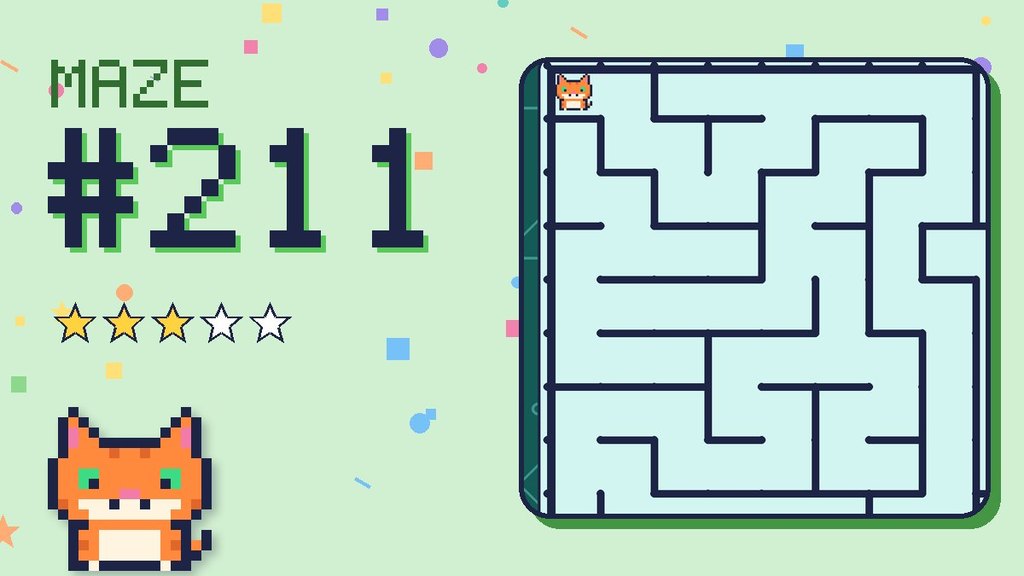 Maze 211 card: a corner of the circuit board maze with Pixel