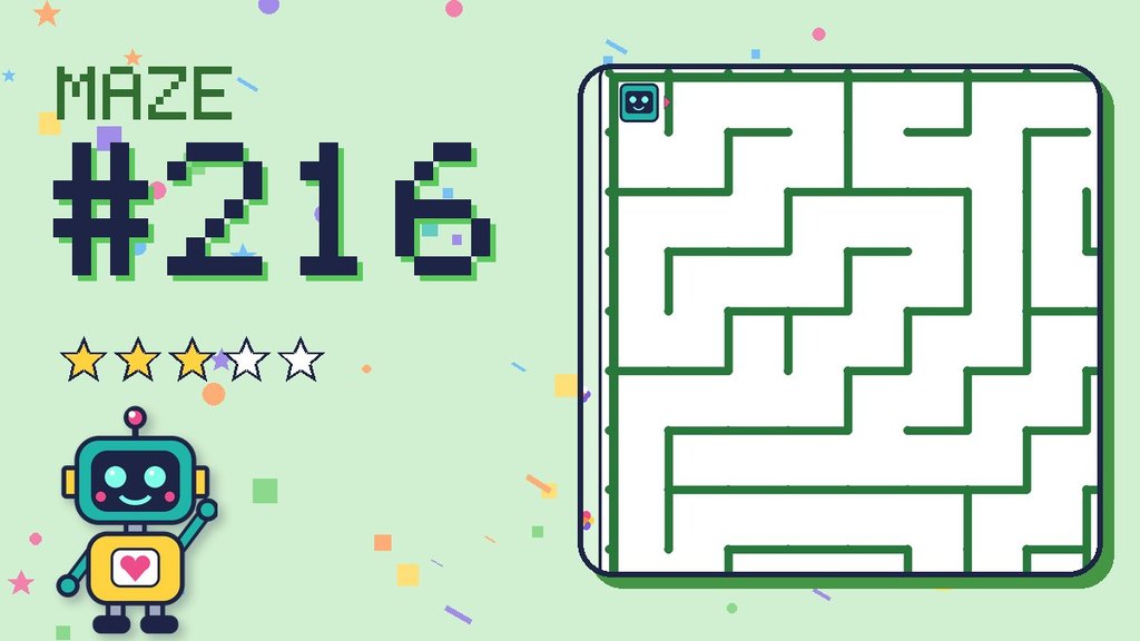 Maze 216 card: a corner of the garden maze with Beep