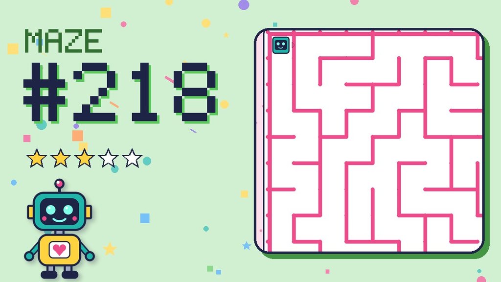 Maze 218 card: a corner of the candy castle maze with Beep