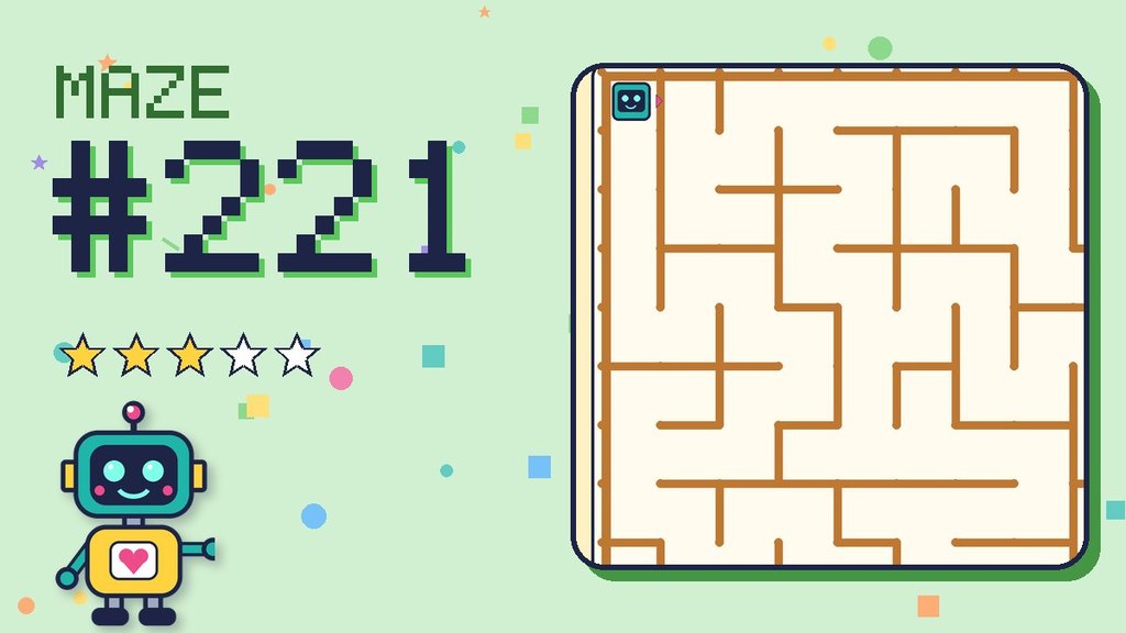 Maze 221 card: a corner of the desert ruins maze with Beep