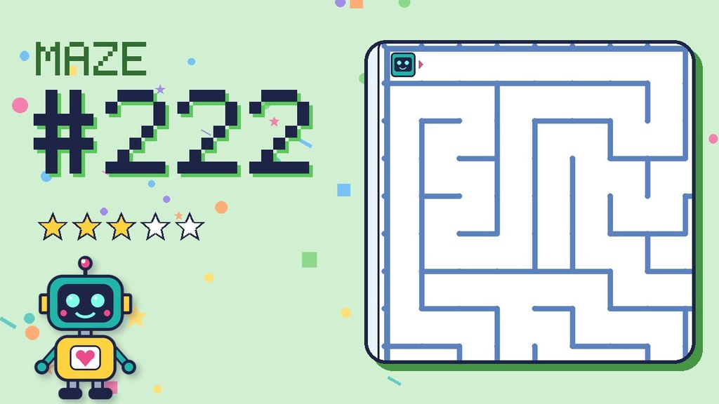 Maze 222 card: a corner of the snowy mountain maze with Beep