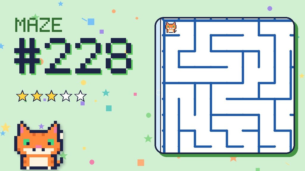 Maze 228 card: a corner of the ocean cave maze with Pixel