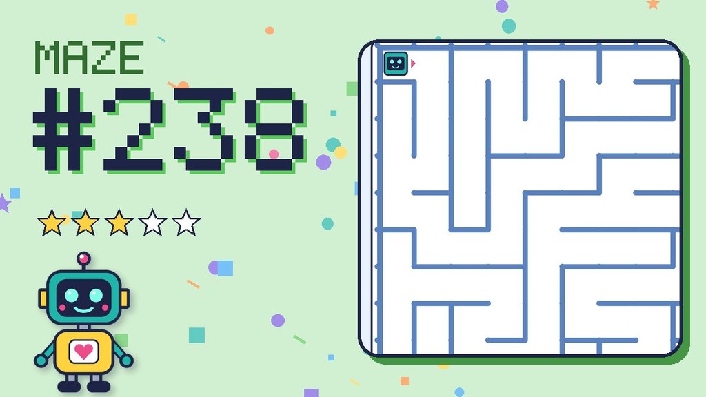 Maze 238 card: a corner of the snowy mountain maze with Beep