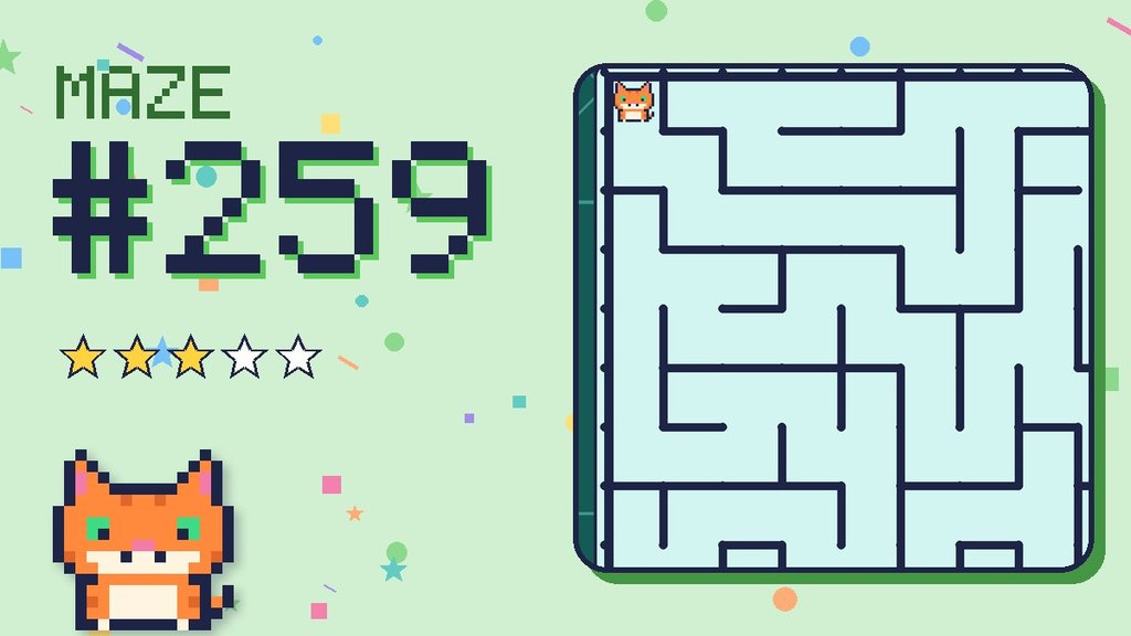 Maze 259 card: a corner of the circuit board maze with Pixel