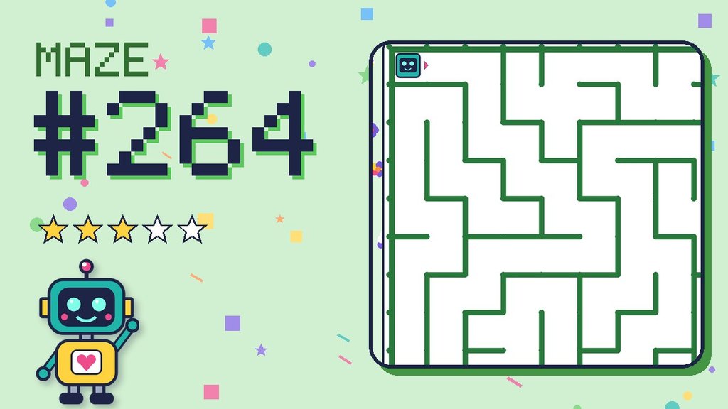 Maze 264 card: a corner of the garden maze with Beep