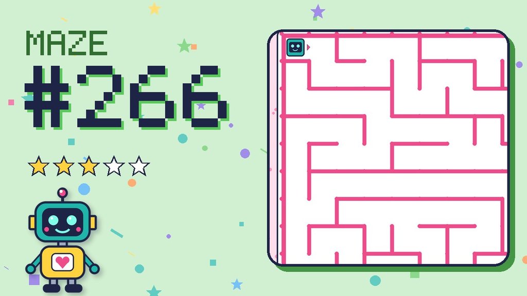 Maze 266 card: a corner of the candy castle maze with Beep
