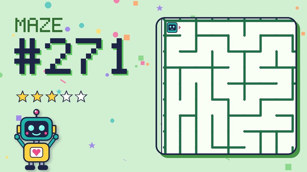 Maze 271 card: a corner of the pixel jungle maze with Beep