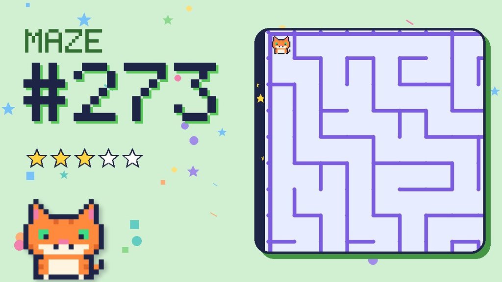 Maze 273 card: a corner of the space station maze with Pixel