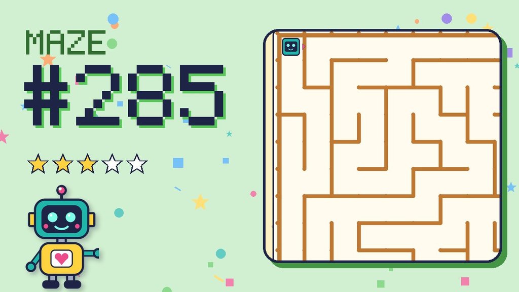 Maze 285 card: a corner of the desert ruins maze with Beep