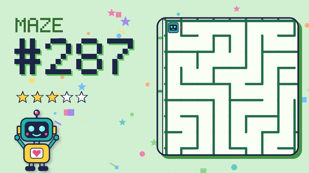 Maze 287 card: a corner of the pixel jungle maze with Beep