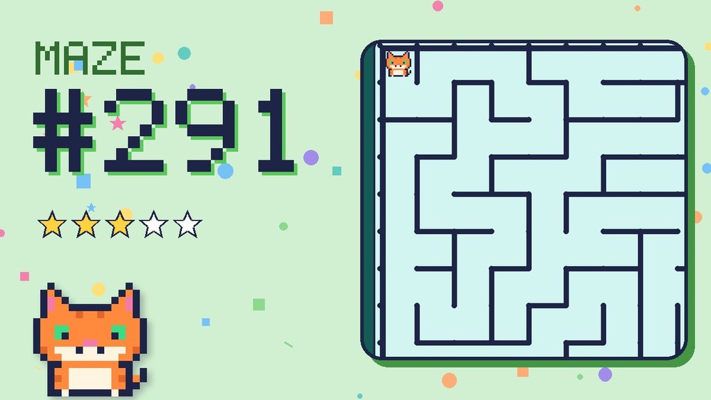 Maze 291 card: a corner of the circuit board maze with Pixel