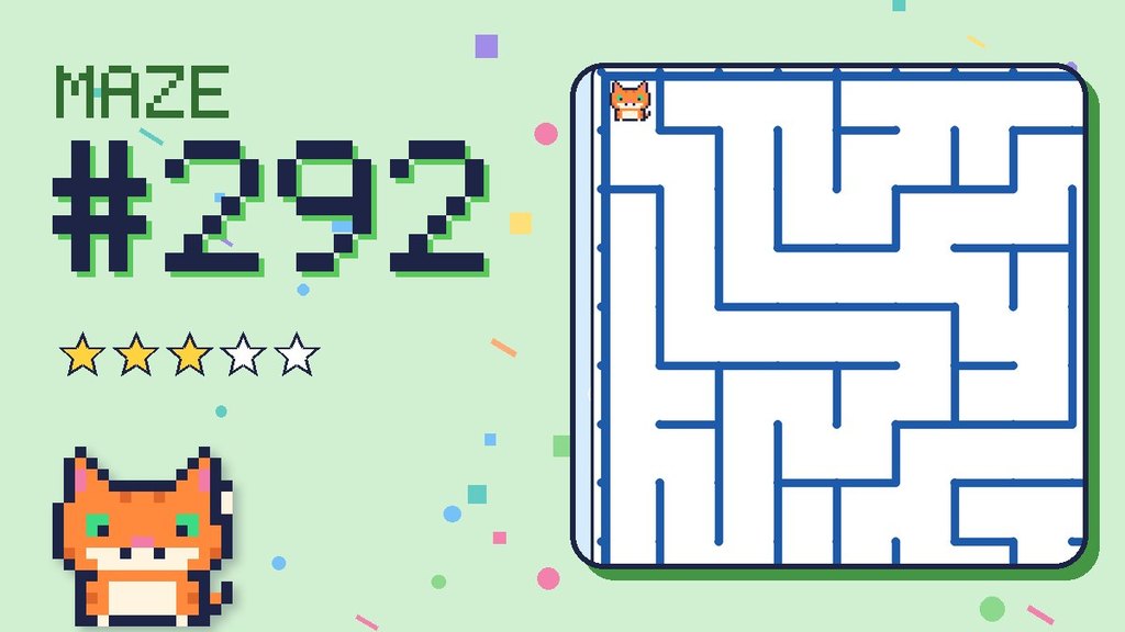 Maze 292 card: a corner of the ocean cave maze with Pixel