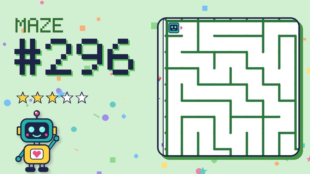 Maze 296 card: a corner of the garden maze with Beep