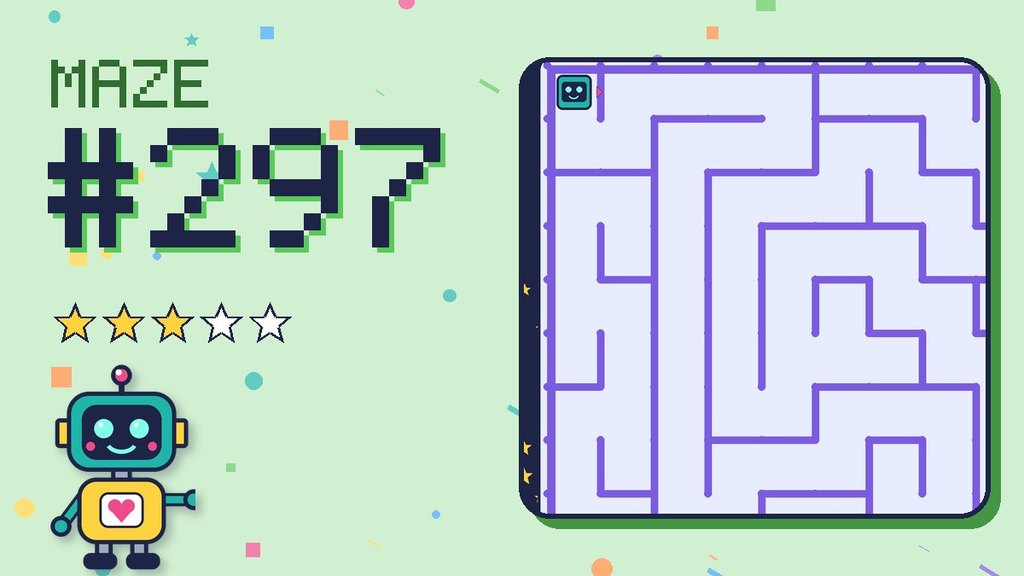 Maze 297 card: a corner of the space station maze with Beep