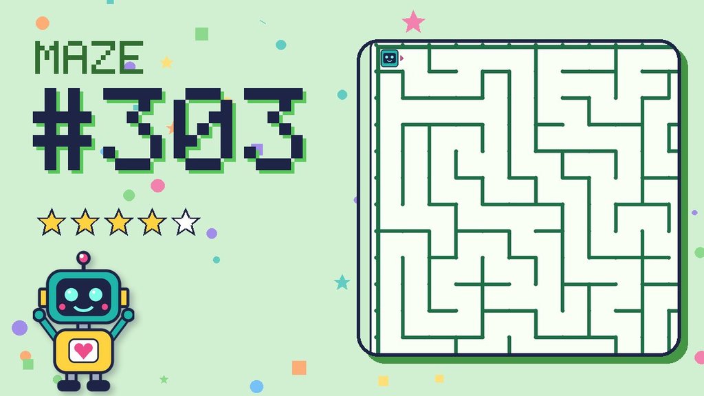 Maze 303 card: a corner of the pixel jungle maze with Beep
