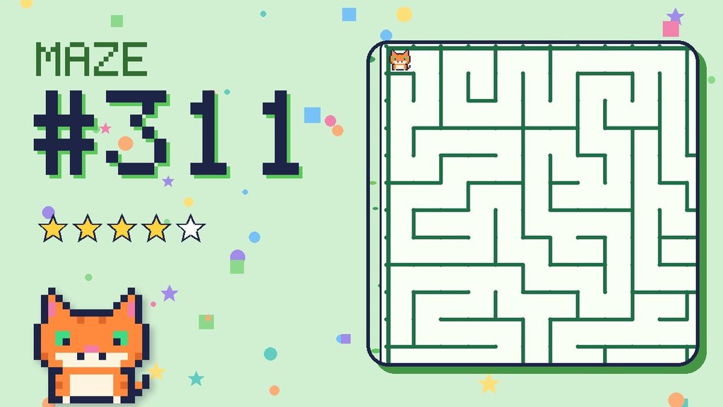 Maze 311 card: a corner of the pixel jungle maze with Pixel