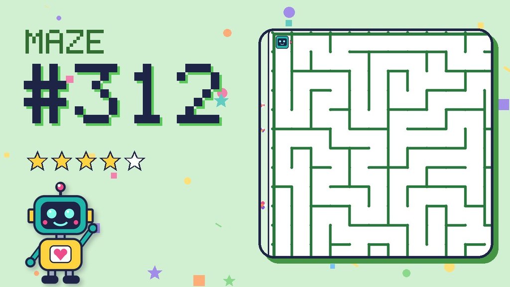 Maze 312 card: a corner of the garden maze with Beep