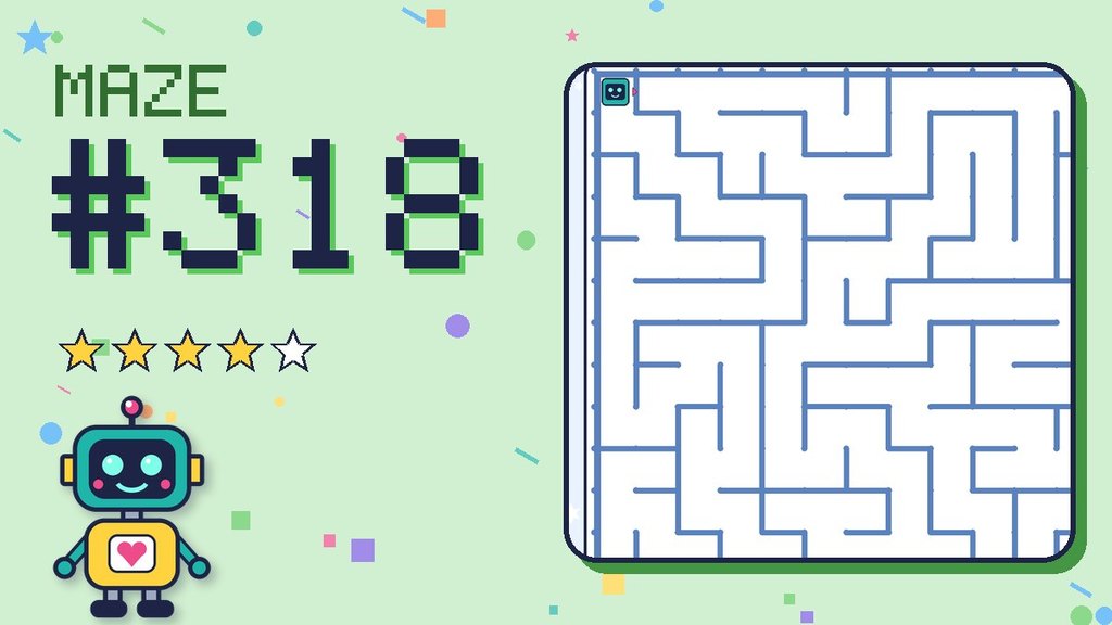Maze 318 card: a corner of the snowy mountain maze with Beep