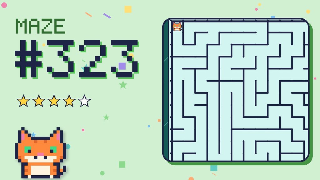 Maze 323 card: a corner of the circuit board maze with Pixel