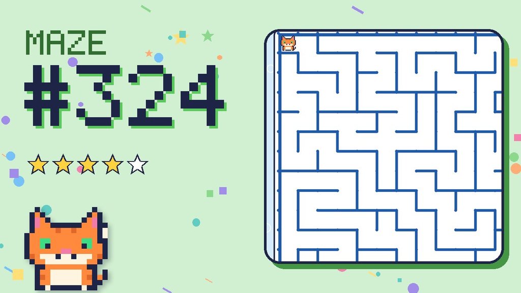 Maze 324 card: a corner of the ocean cave maze with Pixel