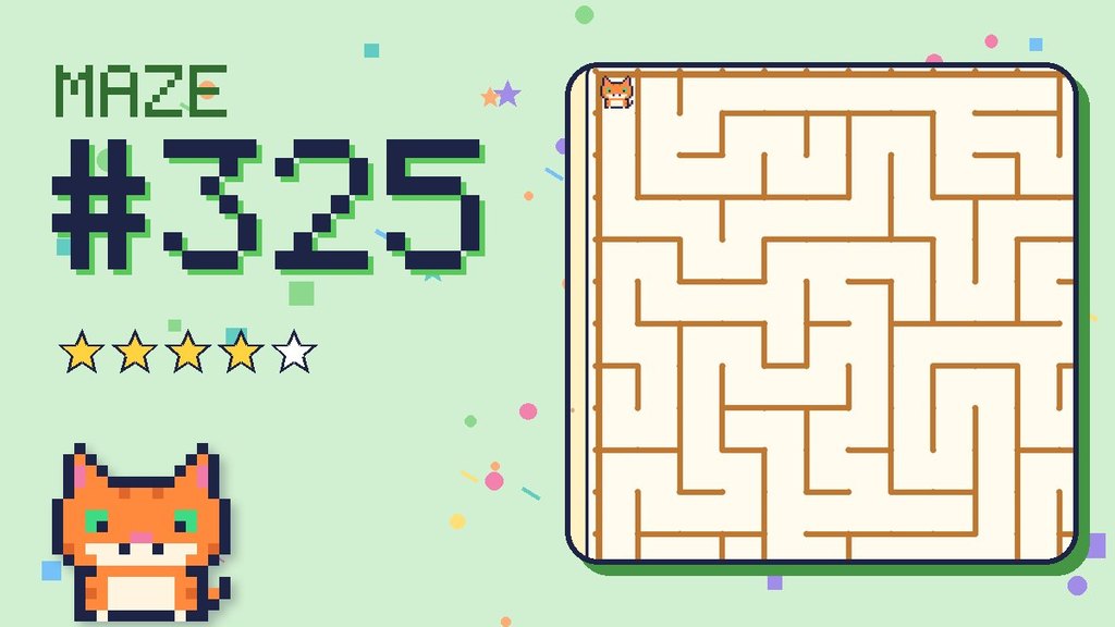 Maze 325 card: a corner of the desert ruins maze with Pixel