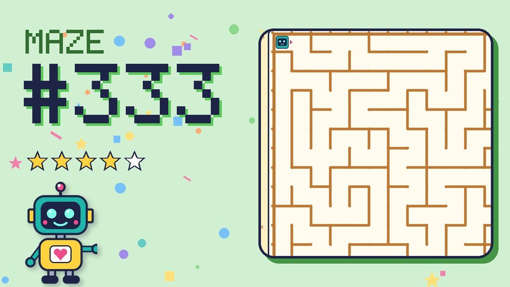 Maze 333 card: a corner of the desert ruins maze with Beep