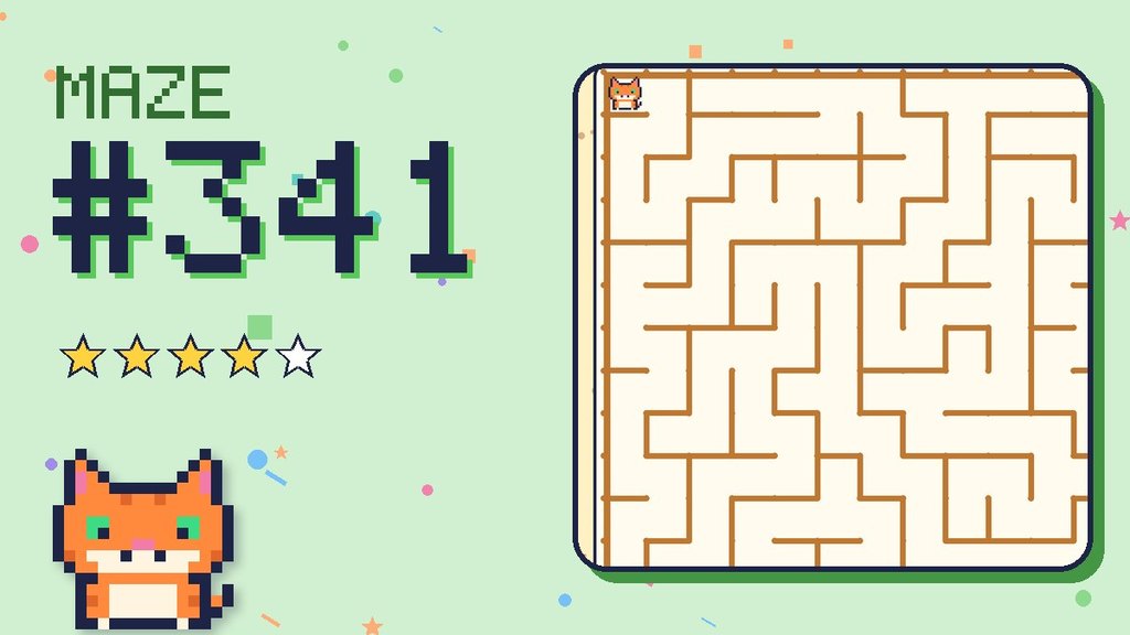 Maze 341 card: a corner of the desert ruins maze with Pixel