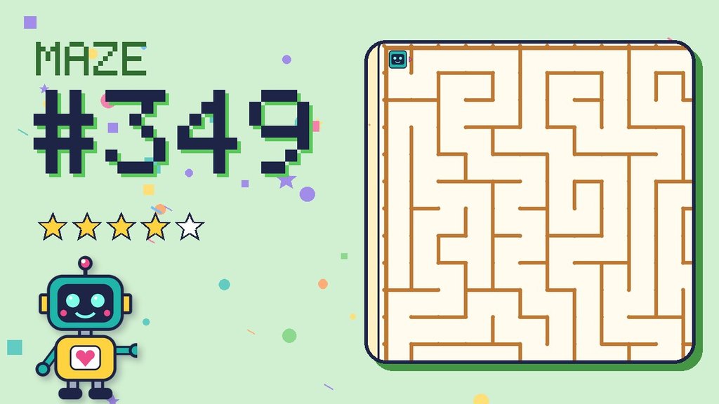 Maze 349 card: a corner of the desert ruins maze with Beep