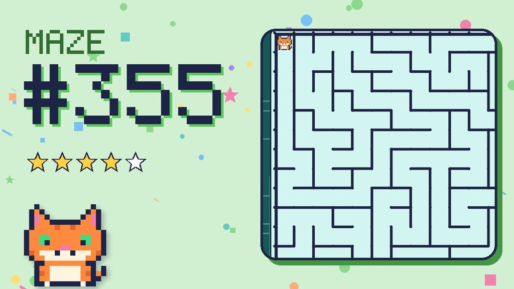 Maze 355 card: a corner of the circuit board maze with Pixel