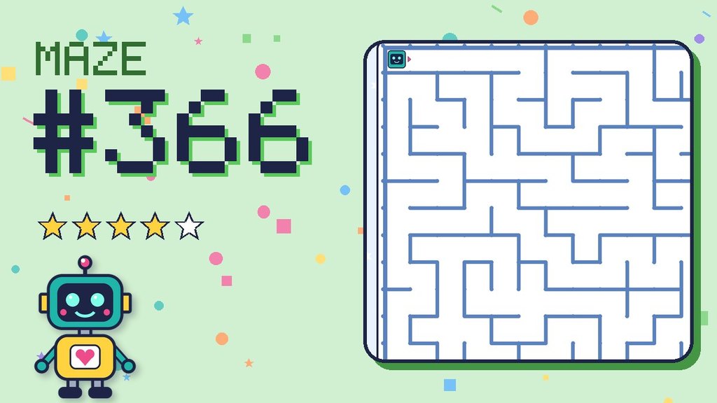 Maze 366 card: a corner of the snowy mountain maze with Beep