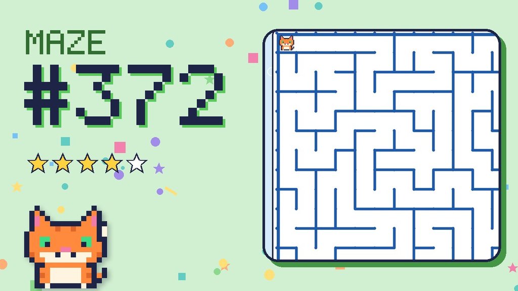 Maze 372 card: a corner of the ocean cave maze with Pixel