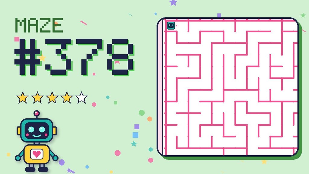 Maze 378 card: a corner of the candy castle maze with Beep