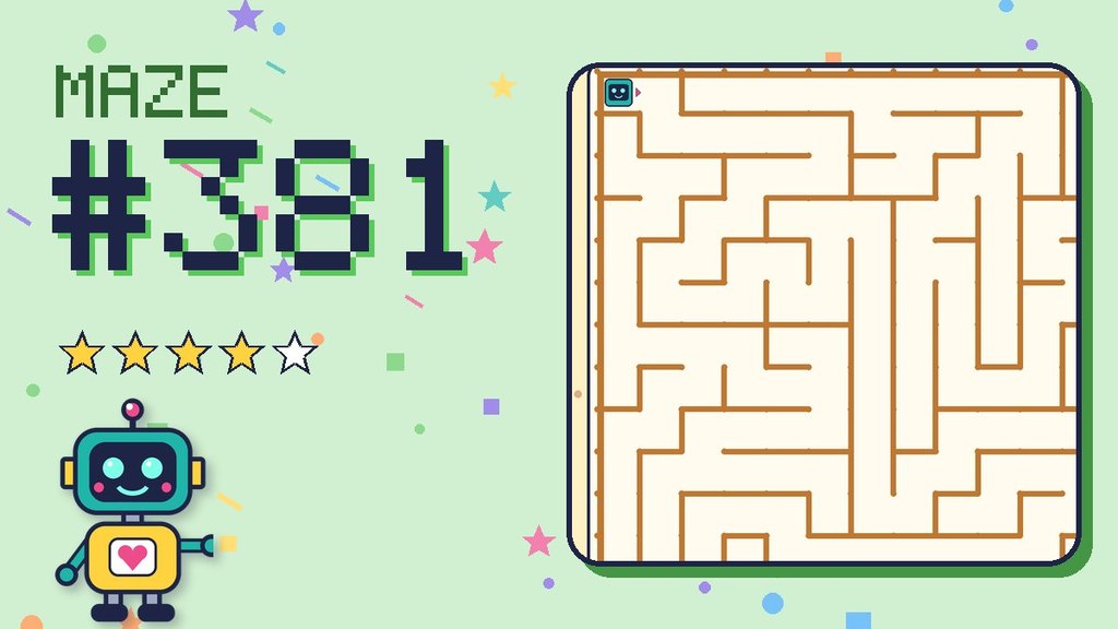 Maze 381 card: a corner of the desert ruins maze with Beep
