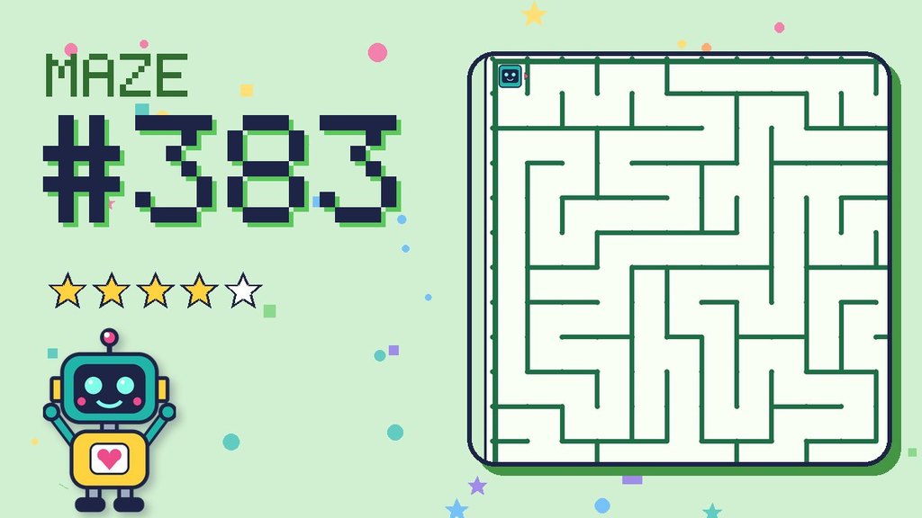 Maze 383 card: a corner of the pixel jungle maze with Beep