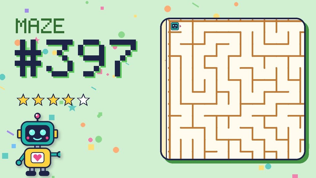 Maze 397 card: a corner of the desert ruins maze with Beep