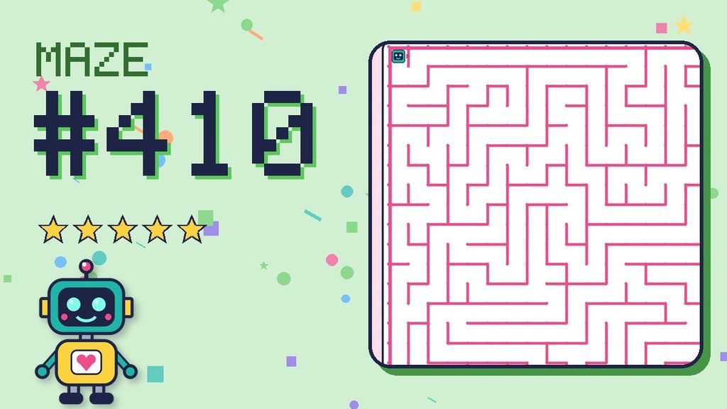 Maze 410 card: a corner of the candy castle maze with Beep