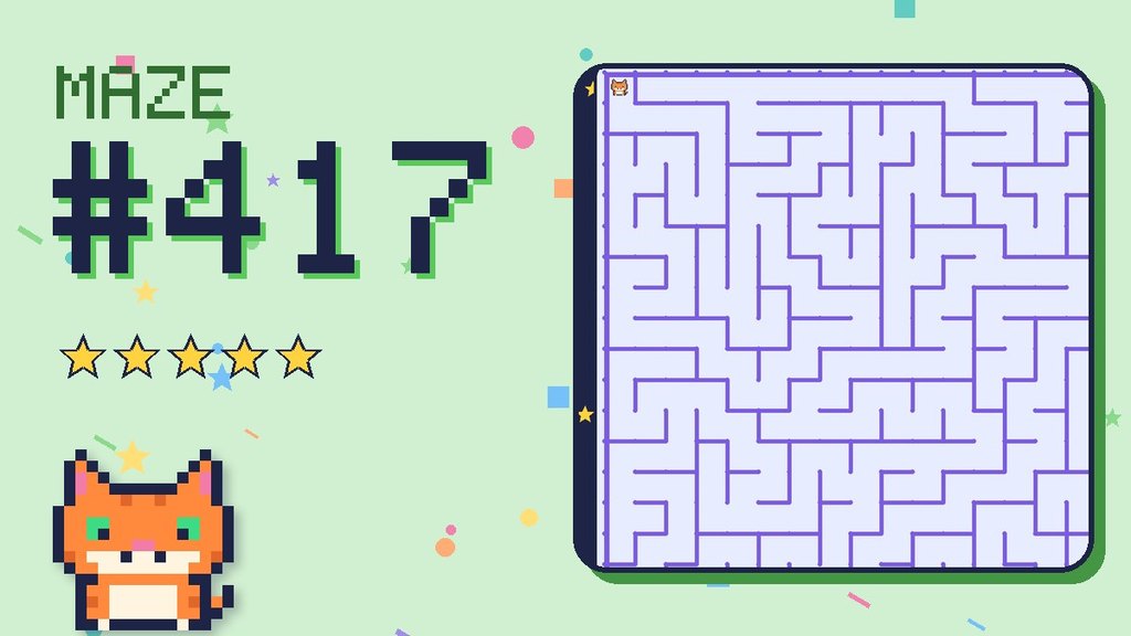 Maze 417 card: a corner of the space station maze with Pixel